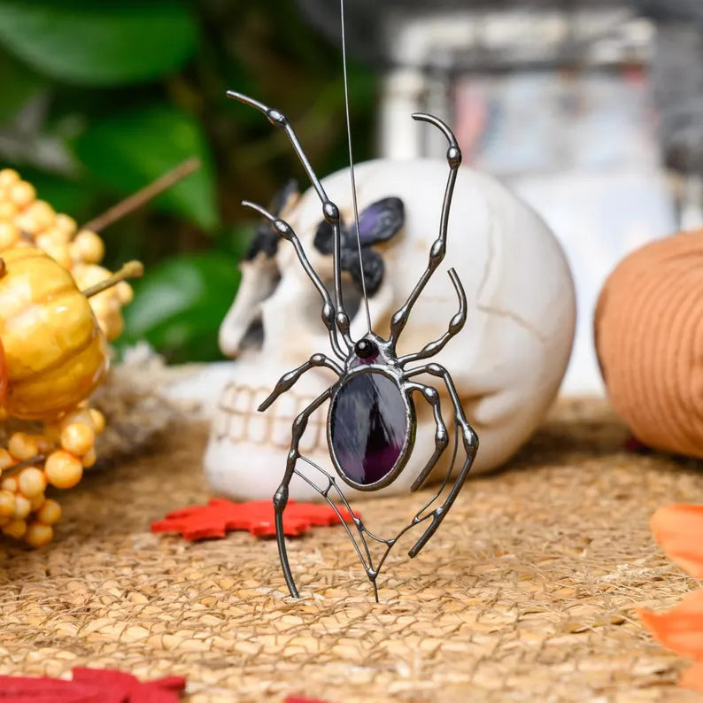 Spider Web Suncatcher Stained Glass: Halloween Indoor Decor & Halloween Gift