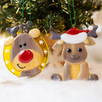 Fused glass Christmas ornaments, New Year reindeer ornament, Christmas tree decorations