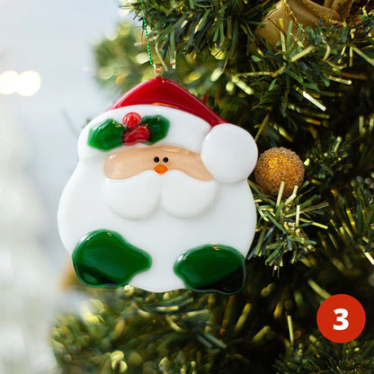 Fused glass Christmas ornaments, New Year reindeer ornament, Christmas tree decorations