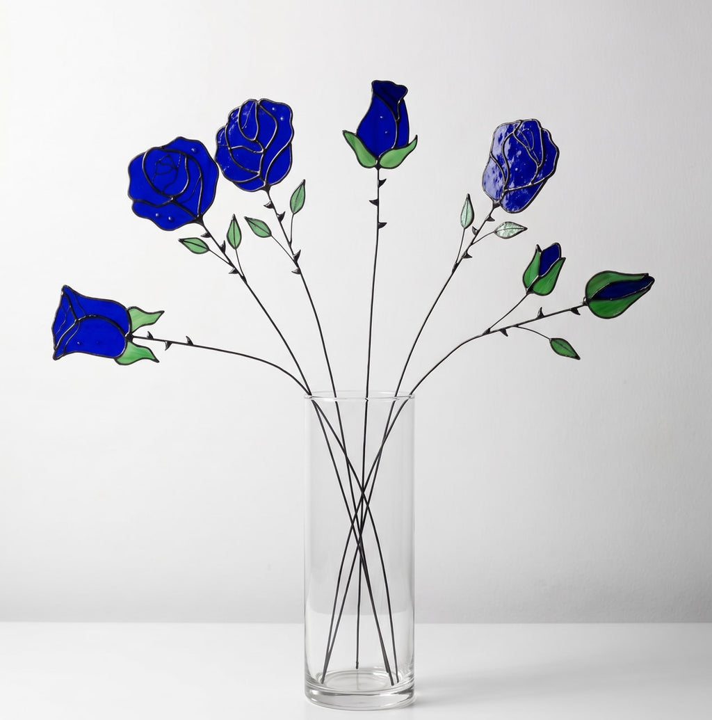 Stained Glass Rose Flower Bouquet