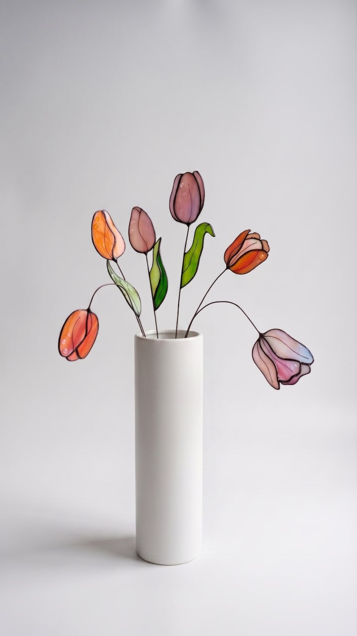 Stained Glass Tulip Flower Bouquet