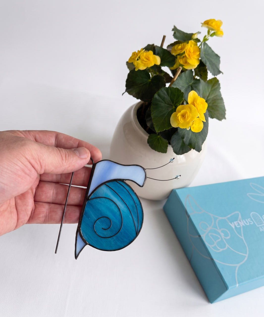 Handmade Stained Glass Snail Plant Stake