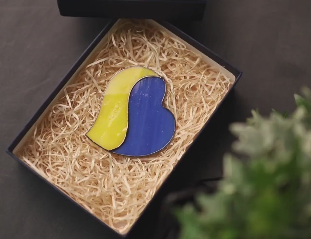 Heart Ukrainian Flag Suncatcher