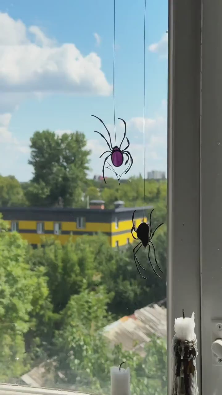 Spider Web Suncatcher Stained Glass: Halloween Indoor Decor & Halloween Gift