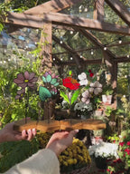 Stained Glass Holly Plant Stake (December Birth Flower)