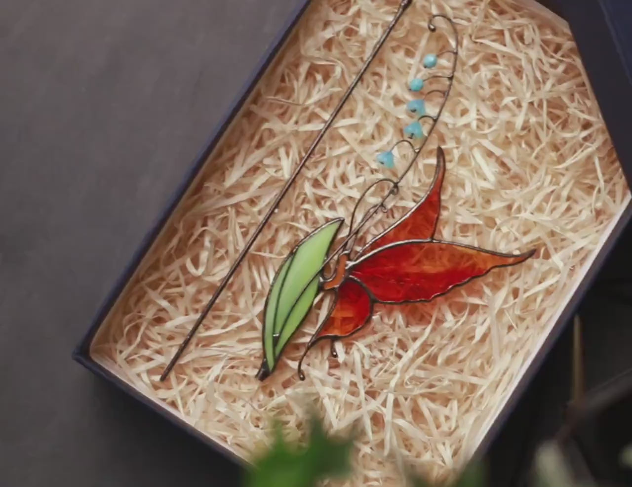 Stained Glass Butterfly Plant Stake