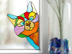 Stained Glass Peeking Cat Suncatcher