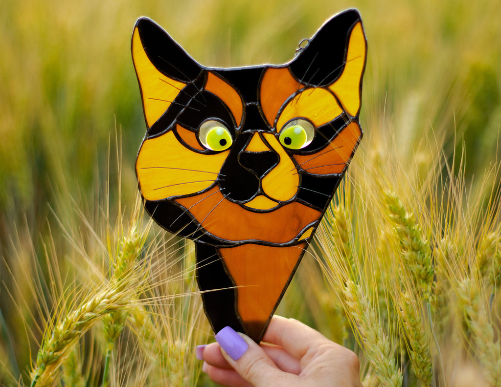 Stained Glass Peeking Cat Suncatcher