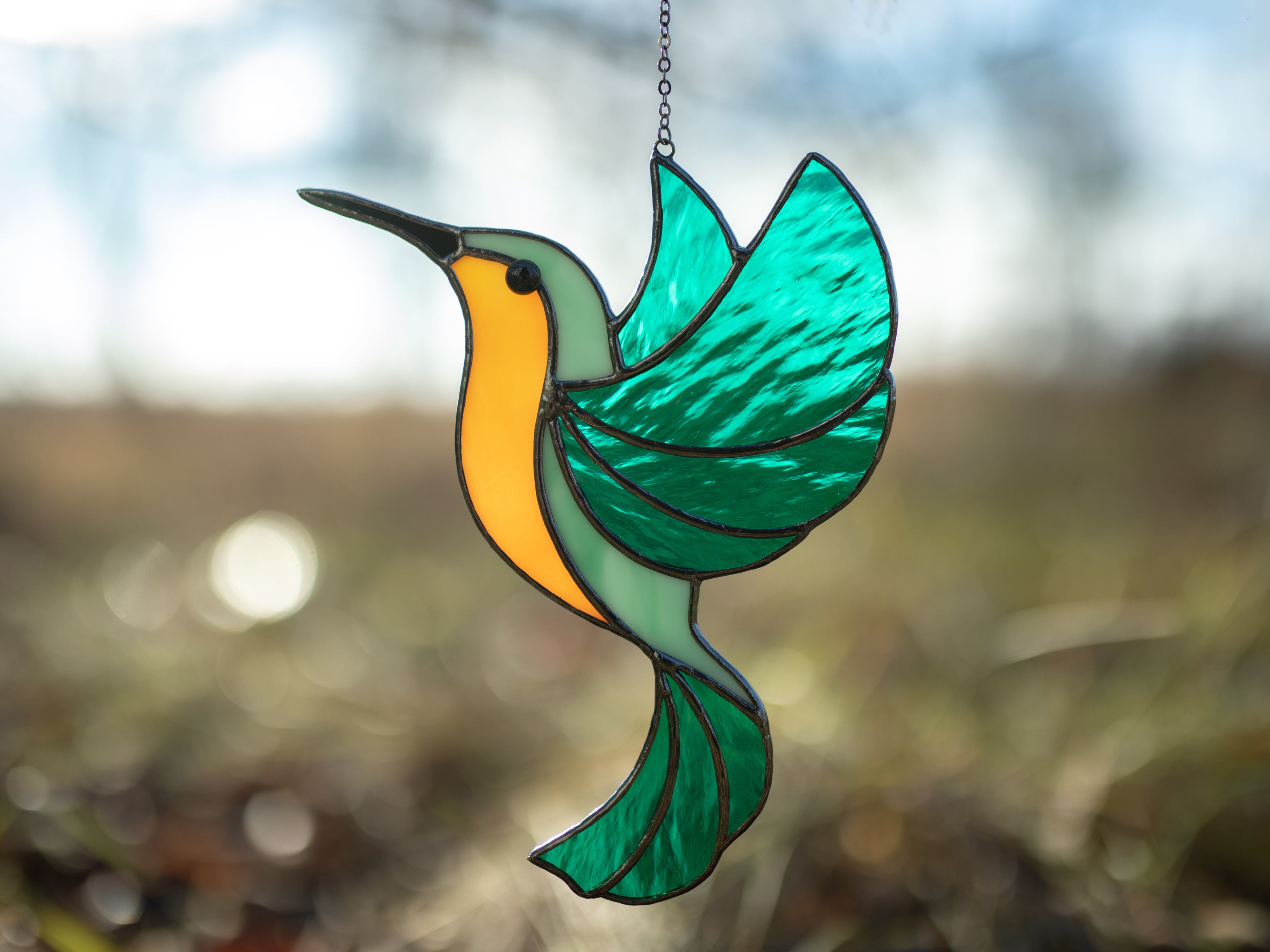 Stained outlet glass Bahama Woodstar hummingbird