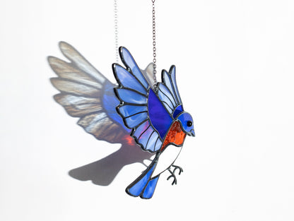 Stained glass Bluebird Suncatcher, Bird lovers gift