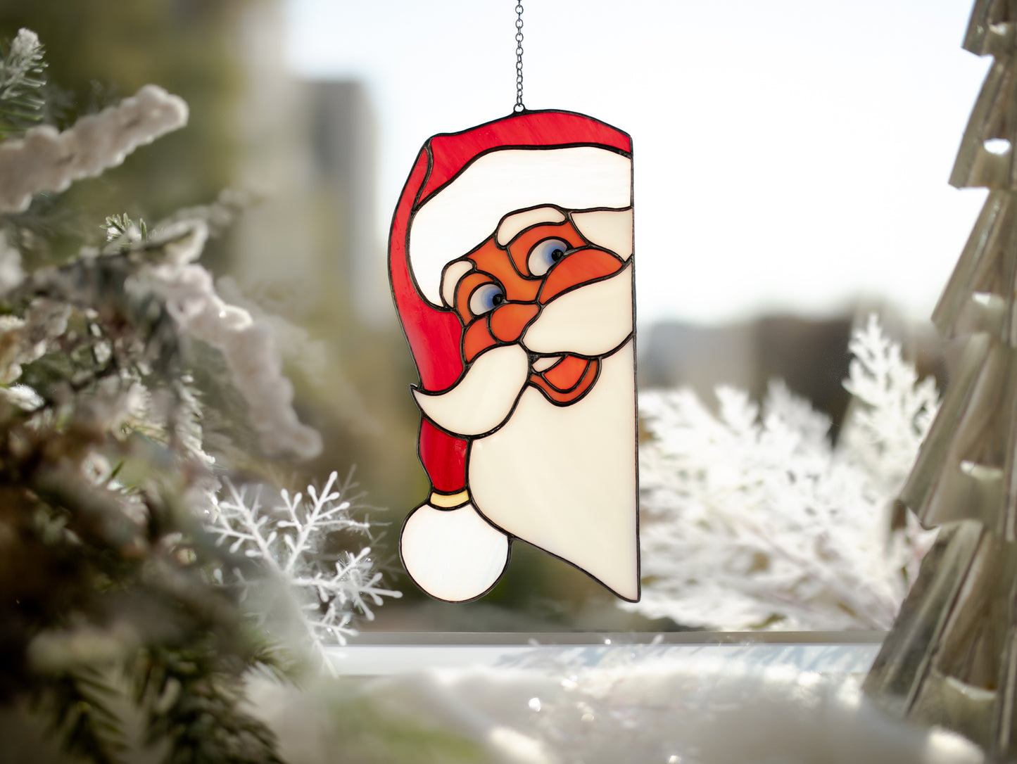 Santa Claus Stained glass Christmas decor