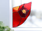 Stained Glass Red Cardinal Suncatcher