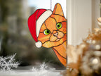 Christmas decor Stained glass Kitty suncatcher