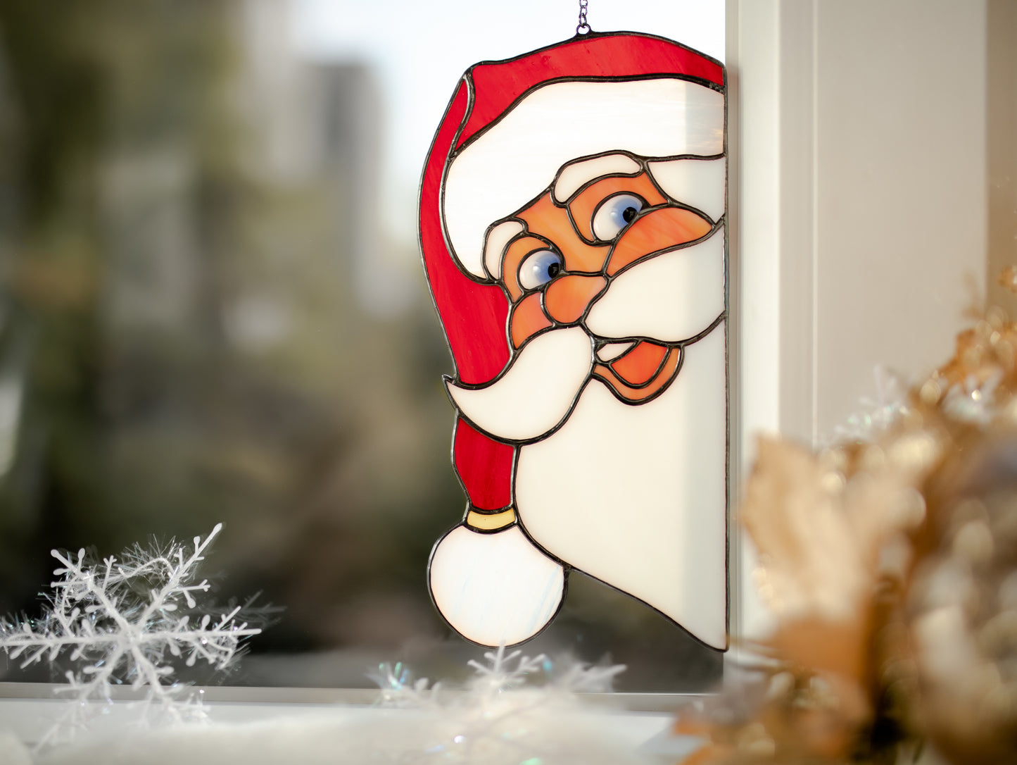 Santa Claus Stained glass Christmas decor