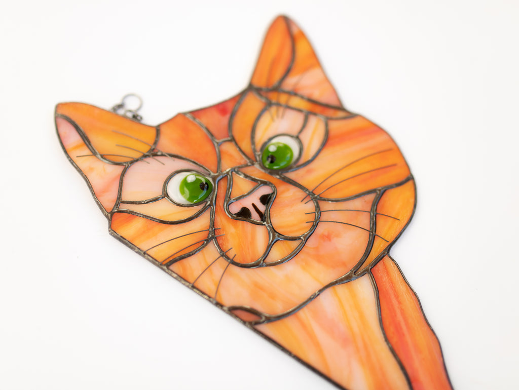 Stained Glass Peeking Cat Suncatcher