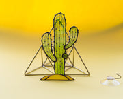 Desert Charm: Stained Glass Saguaro Cactus Suncatcher
