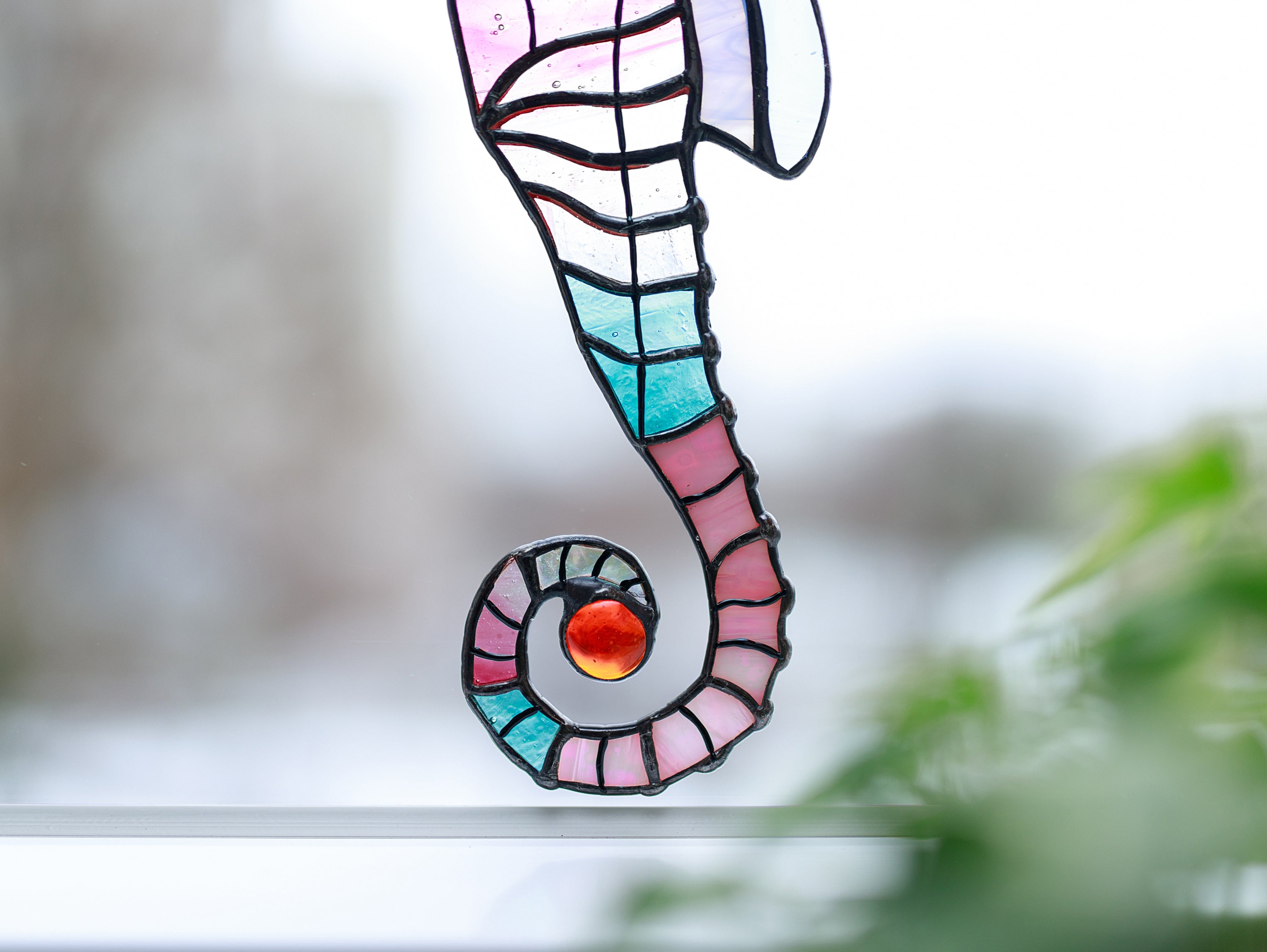 Sea Horse Stained Glass Suncatcher - Beach house decor