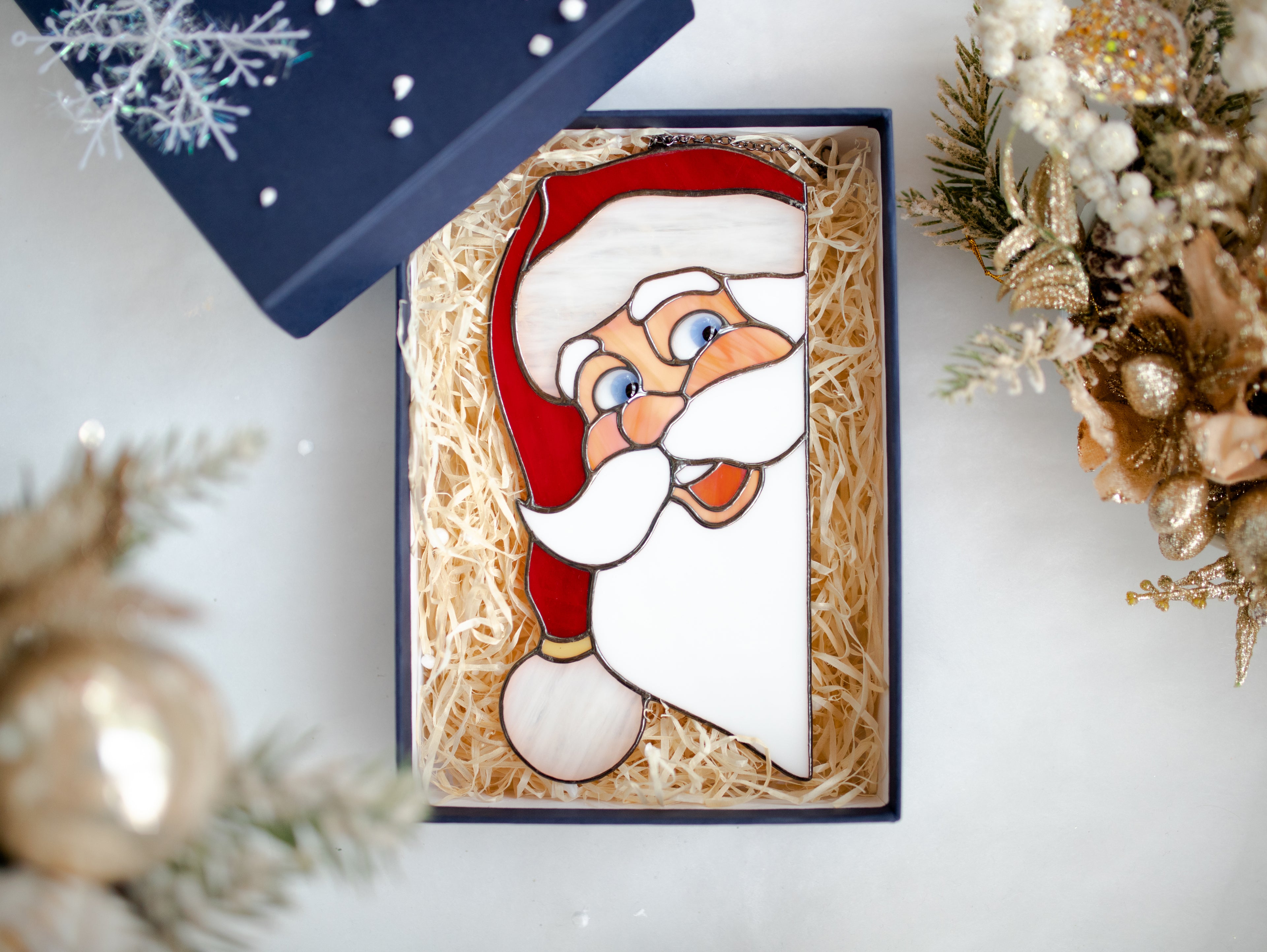 Santa Claus Stained glass Christmas decor