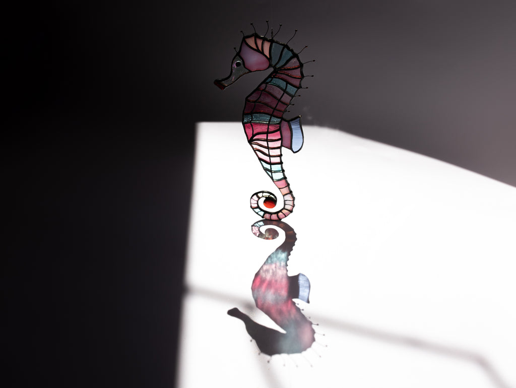 Sea Horse Stained Glass Suncatcher - Beach house decor