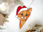 Christmas decor Stained glass Kitty suncatcher