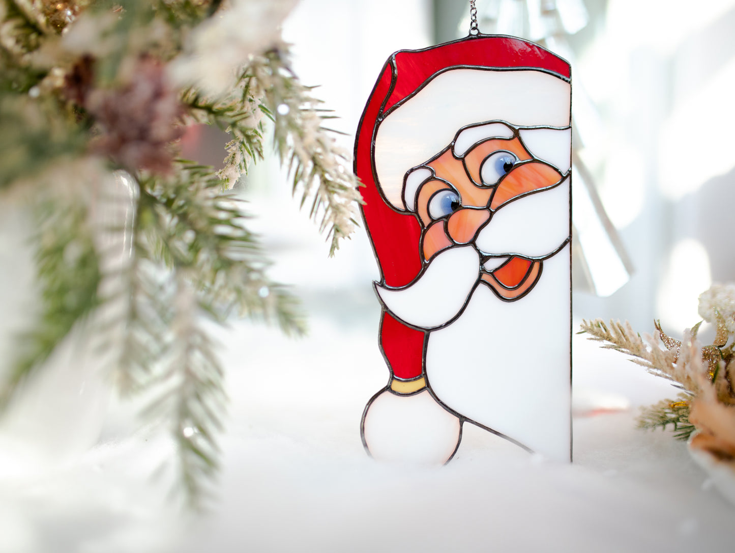 Santa Claus Stained glass Christmas decor