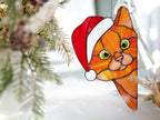 Christmas decor Stained glass Kitty suncatcher