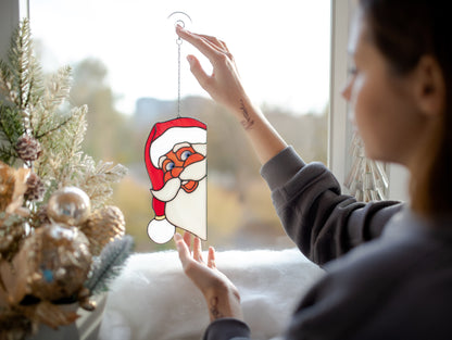 Santa Claus Stained glass Christmas decor