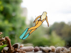 Stained Glass Diving Girl Suncatcher - Unique Beach House Decor