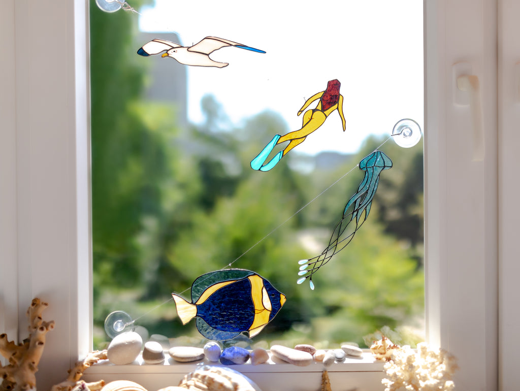 Stained Glass Seagull Suncatcher