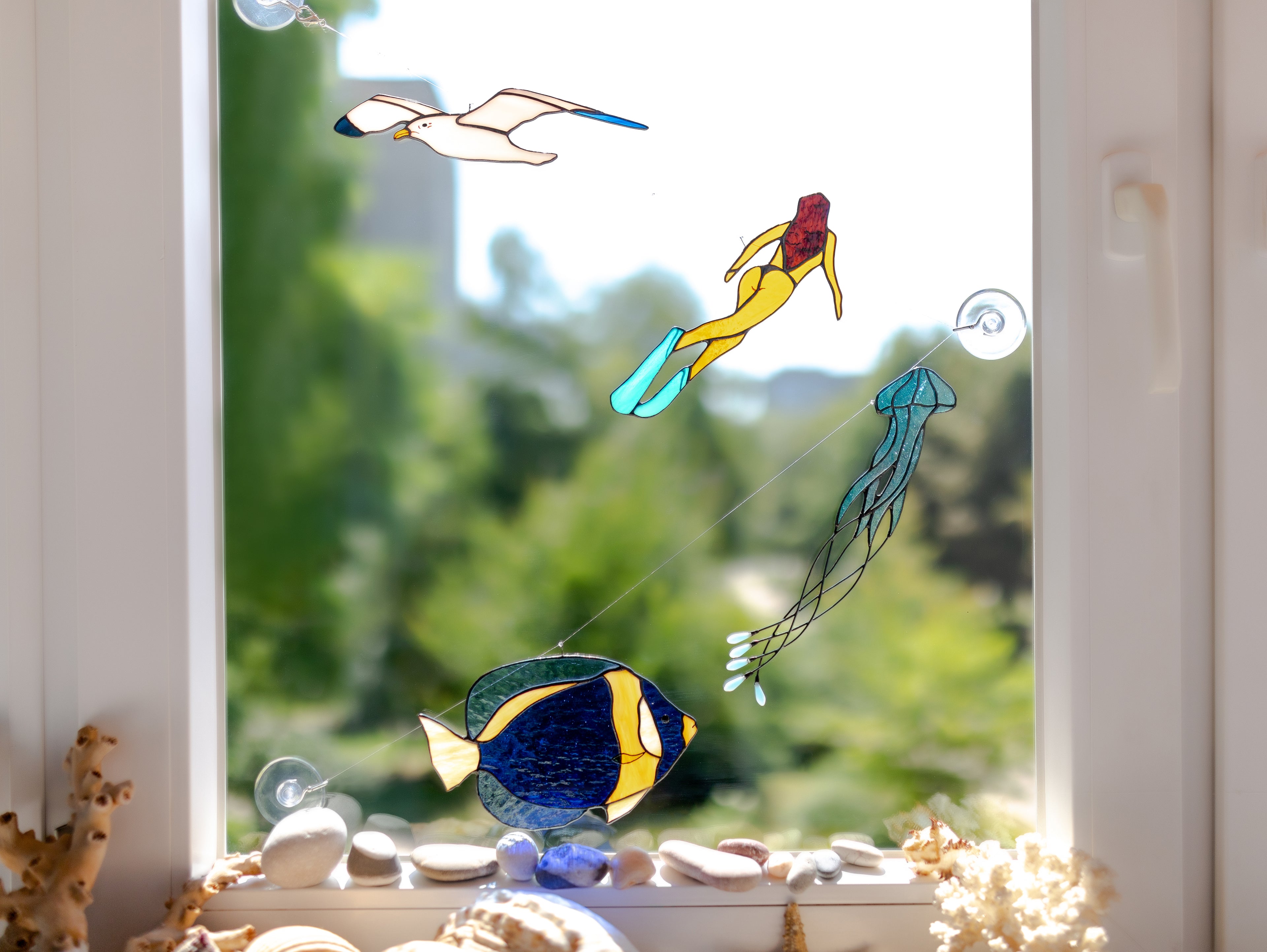 Stained Glass Seagull Suncatcher
