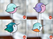 Hummingbird stained glass window hangings, Round Bird gifts for bird lovers, Bird suncatcher