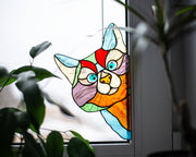 Peeking Cat Stained Glass Suncatcher, Mothers day gift