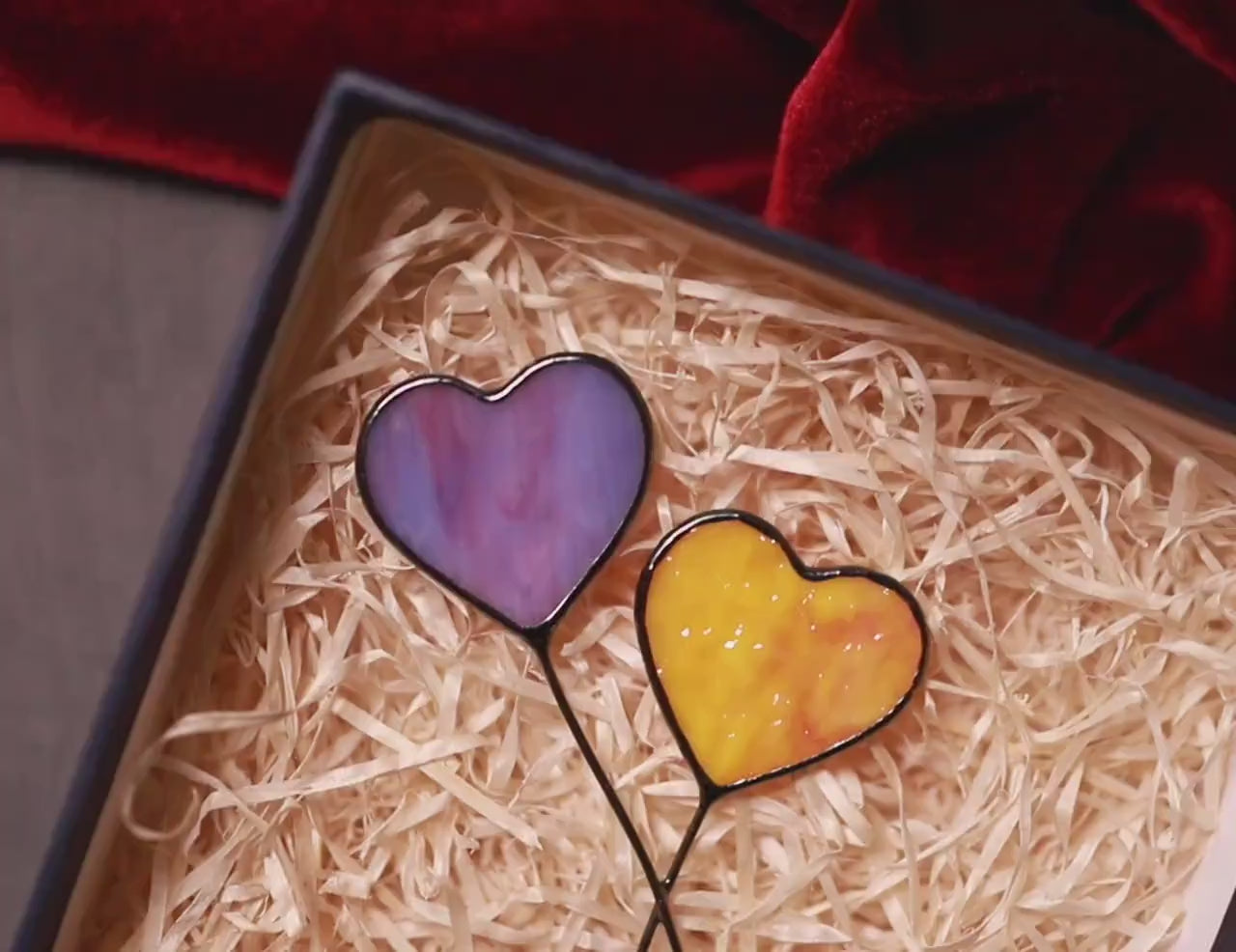 Stain glass heart plant stake, Valentines day gift, Heart garden stake, St Valentine decor, Christmas gifts for her