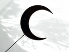 Stained glass moon, Black moon garden stake for indoor, halloween decoration, goth room decor