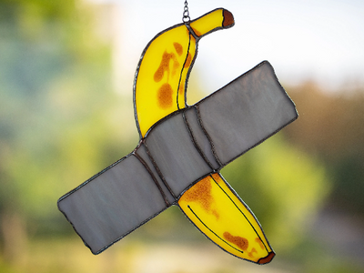 Stained Glass Window Hangings - Yellow duct-taped Banana Art