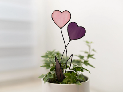 Stain glass heart plant stake, Valentines day gift, Heart garden stake, St Valentine decor, Christmas gifts for her