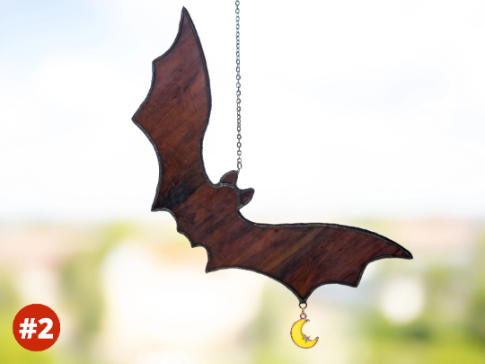 Stained Glass Bat Suncatcher Halloween decor indoor Bat Window hanhgings Horror decor