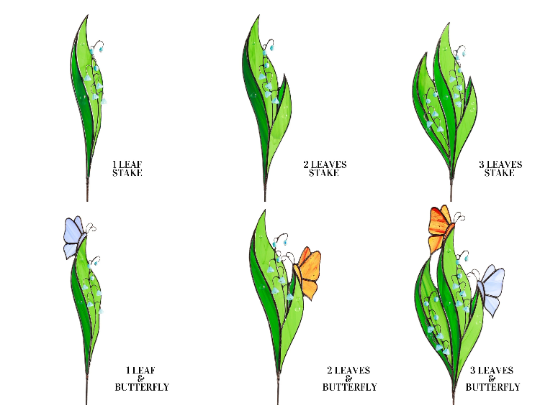 Stained Glass Lily of the Valley Plant Stakes Butterfly on Green Leaf Suncatcher Mothers Day Gift Glass Plant Decor For Pots