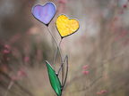 Stain glass heart plant stake, Valentines day gift, Heart garden stake, St Valentine decor, Christmas gifts for her