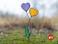 Stain glass heart plant stake, Valentines day gift, Heart garden stake, St Valentine decor, Christmas gifts for her