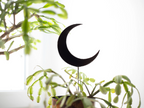 Stained glass moon, Black moon garden stake for indoor, halloween decoration, goth room decor