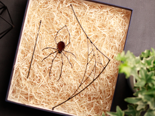 Stain Glass Spider on The Web Garden Stake - Christmas gifts for men and friend - Large Pot Decor Sun Catcher - Garden decor for indoor