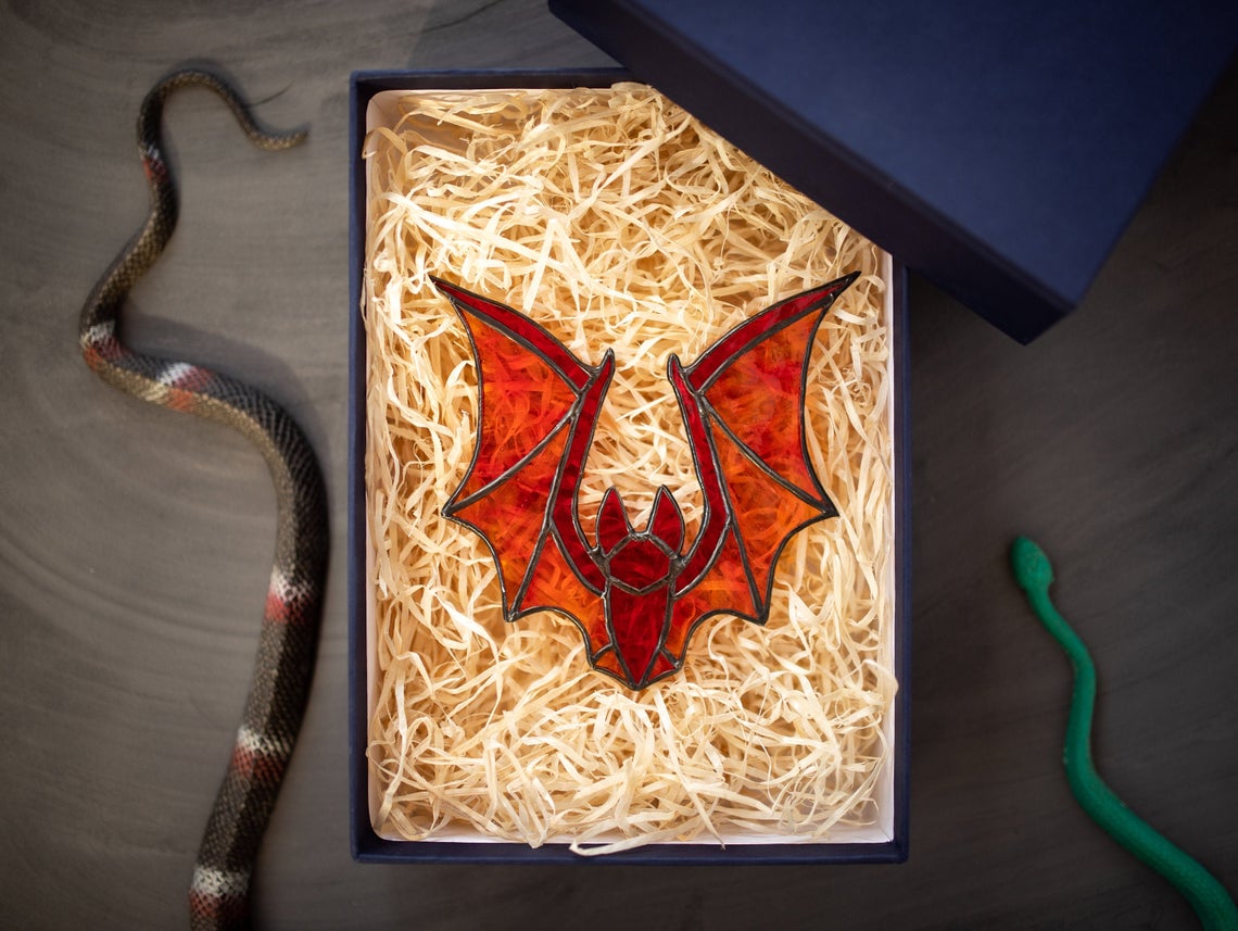 Halloween stained glass decor, Bat suncatcher, Horror decor, Window hangings, Unique halloween decor