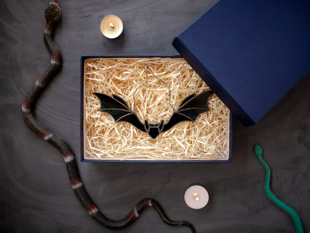 Stained glass bat suncatcher for window hangings
