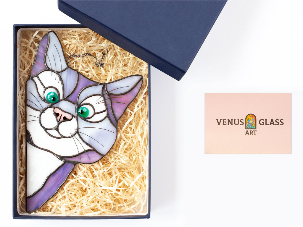 Stained Glass Peeking Cat Suncatcher