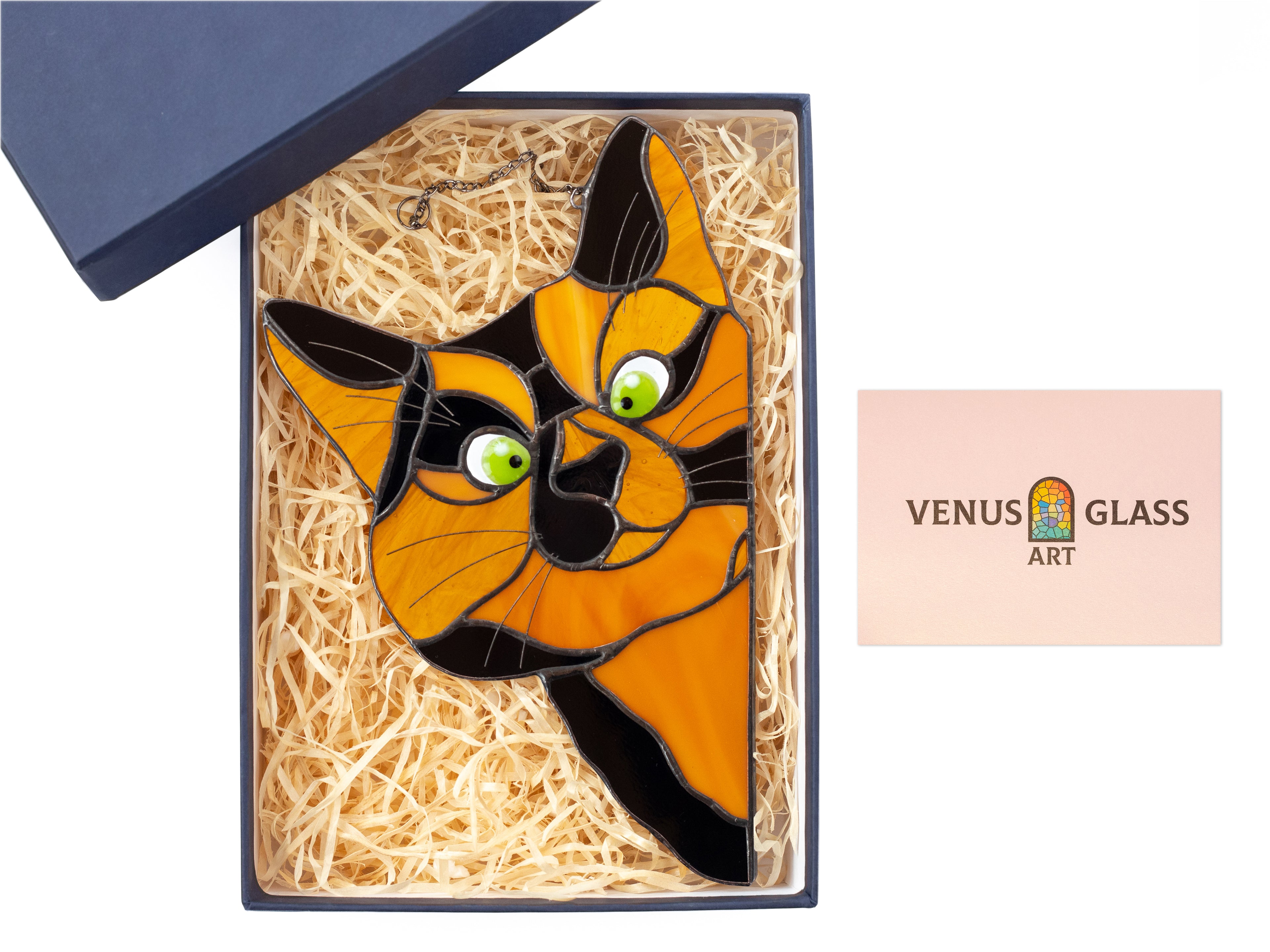 Stained Glass Peeking Cat Suncatcher