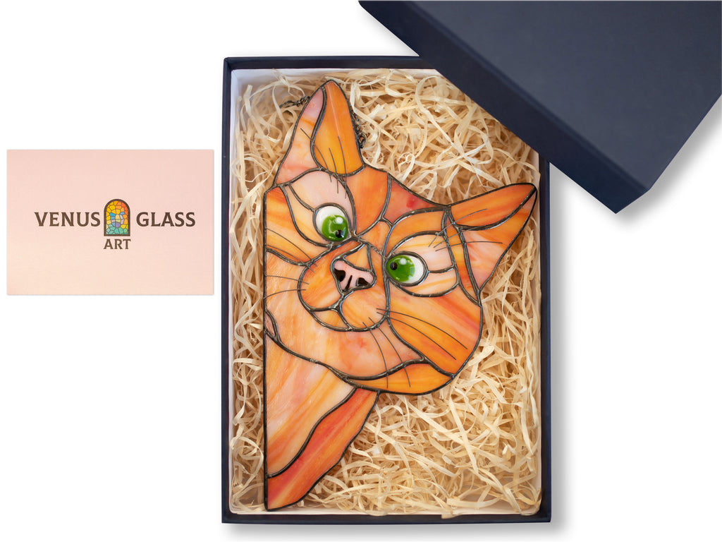 Stained Glass Peeking Cat Suncatcher