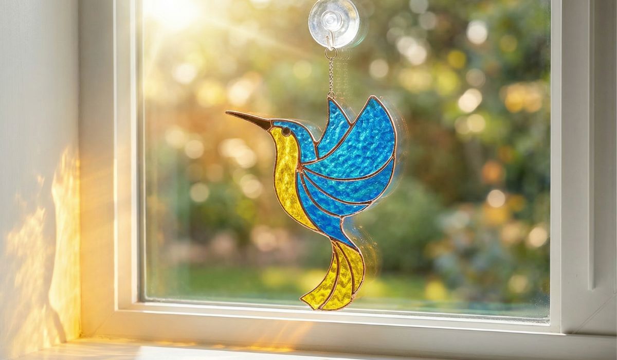 Finished hummingbird in window