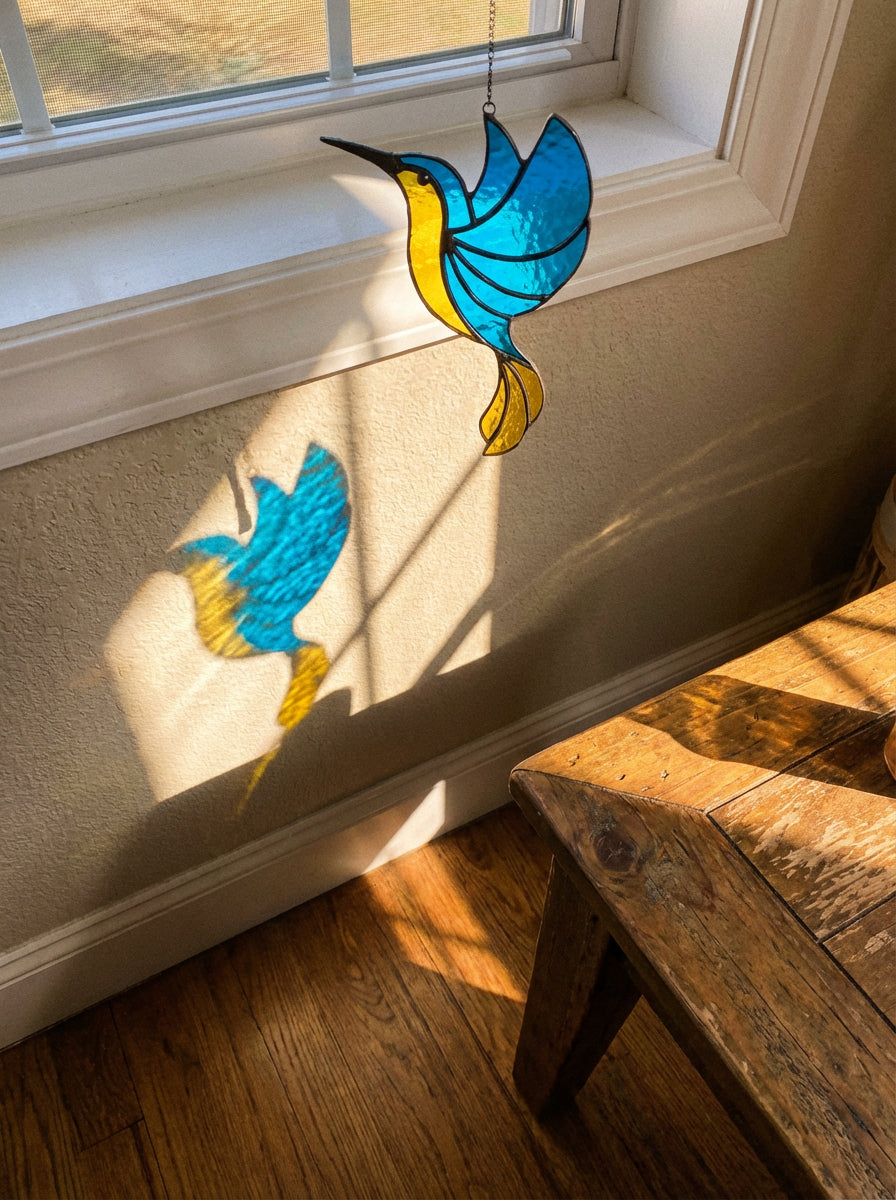 Customer making stained glass