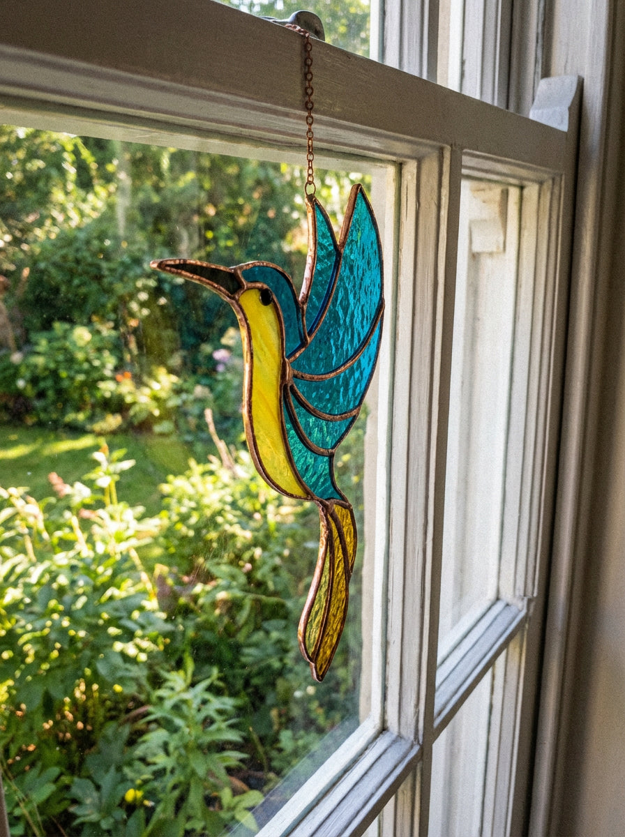 Finished hummingbird suncatcher